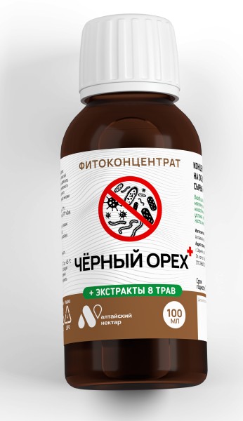 Изображение товара Фитоконцентрат жидкий Черный орех + 8 трав Алтайский Нектар 100мл Фитоконцентрат жидкий Черный орех + 8 трав Алтайский Нектар 100мл фотография
